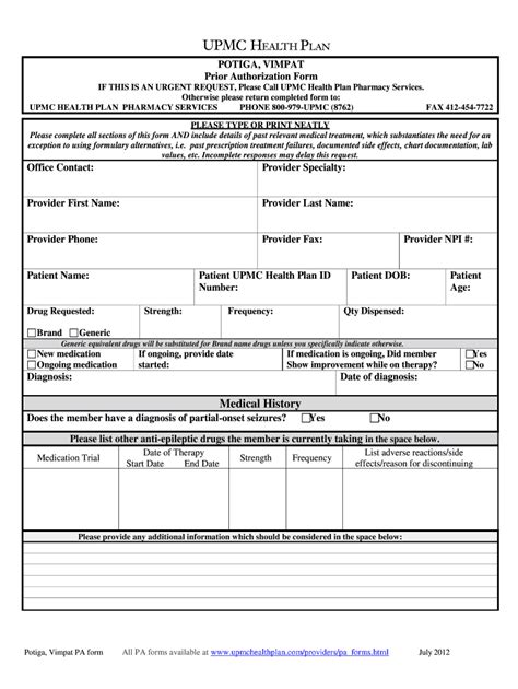 Upmc For You Prior Auth Form Fill Online Printable Fillable Blank