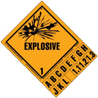 Hazard Class Explosive Worded High Gloss Label Icc