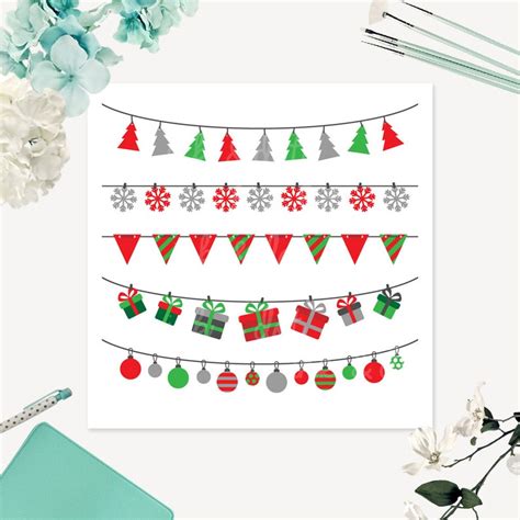 Christmas Banner Clip Art Bunting Clipart Holidays Festive Etsy