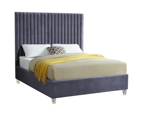 Candace Grey Velvet Bed By Meridian Furniture