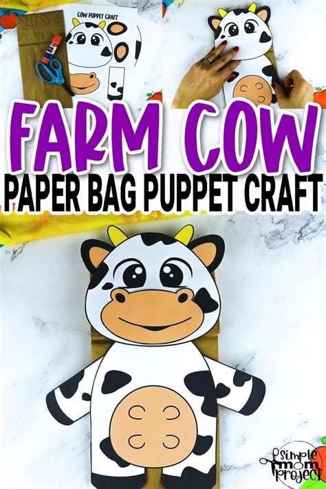 Printable Cow Paper Bag Puppet Template Simple Mom Project