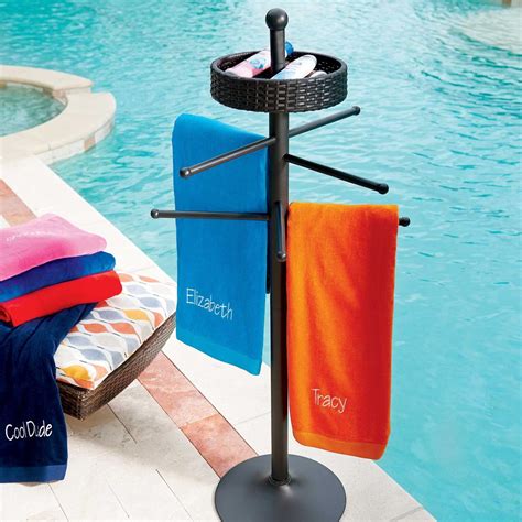 Resin Wicker Freestanding Towel Bar Towel Bar Spa Towels Pool Towels