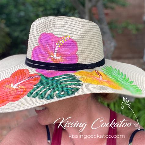 Hand Painted Tropical Flowers Straw Hat Sun Hat Boho Chic Etsy