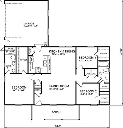 .plan and elevation 1800 kerala design floor 4. House Plan 45468 - Ranch Style with 1400 Sq Ft, 3 Bed, 2 ...