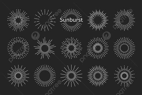 Set Of Radial Sunrise Vector Icons Featuring Sunburst Beams Logo And
