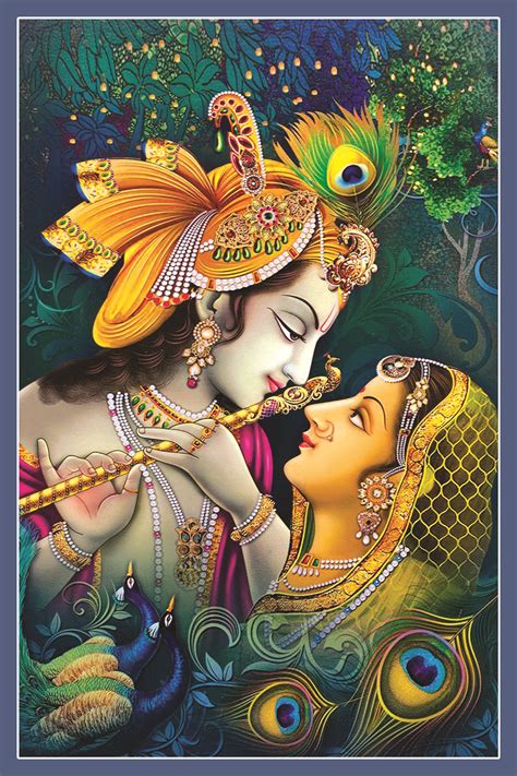 Buy Radha Krishna Beautiful Wallpaper Sticker 12 X 18 Inch Navy Blue
