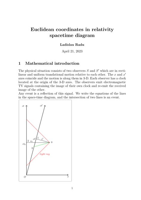 Pdf Euclidean Coordinates In Relativity Spacetime Diagram