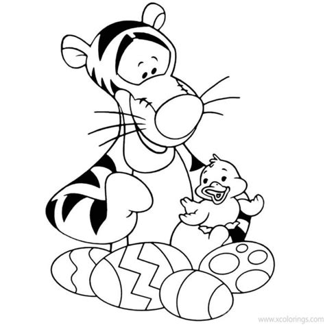 Disney Winnie The Pooh Easter Coloring Pages With Easter Basket Xcolorings