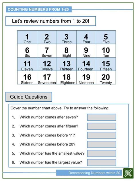 Decomposing Numbers within 20 Worksheets | Helping With Math