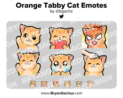 Cute Chibi Kawaii Orange Tabby Cat Wave Love Rage Hype Sad Etsy