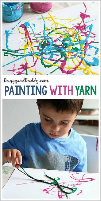 Process Art For Preschoolers Painting With Yarn Buggy And Buddy