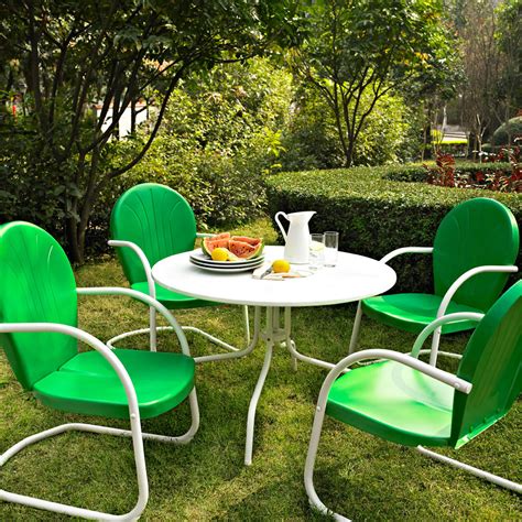 Griffith Metal 40 5 Piece Outdoor Dining Set Green Chairs White