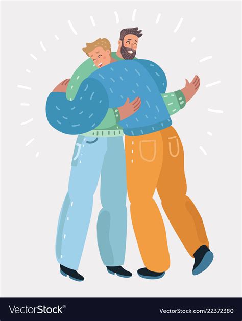 Two Man Standing Hugging Royalty Free Vector Image