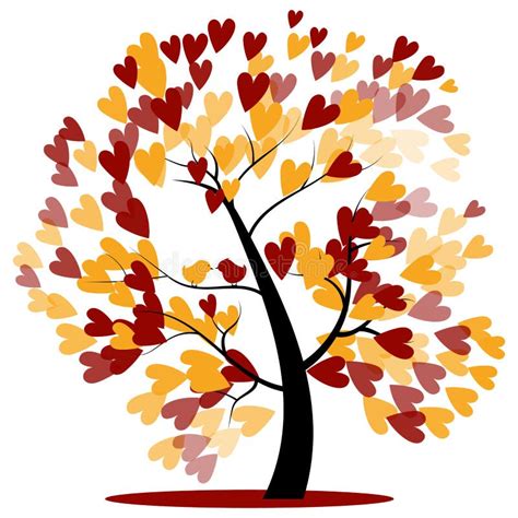 Beautiful Autumn Tree Heart Shape For Your Design Stock Vector