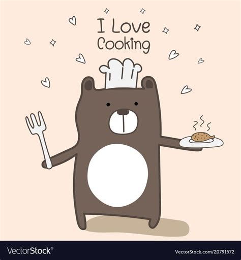 Cute Bear Chef Is Cooking Vector Image On Vectorstock Bear