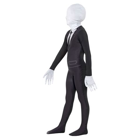 Supernatural Boy Black And White Slender Man Scary Kids Body Suit Mask