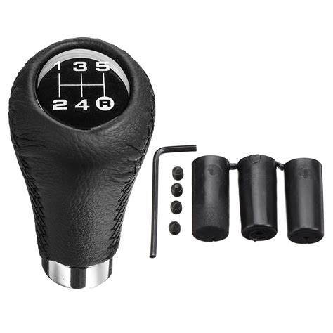 Interior 5 Speed Universal Black Leather Manual Car Gear Stick Shift Knob Handle Shifter Money