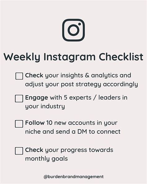 Weekly Instagram Checklist Social Media Tips Instagram Tips