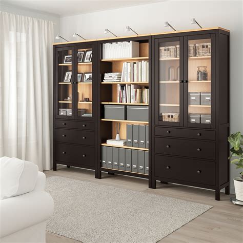 Hemnes Storage Combination W Doorsdrawers Black Brownlight Brown