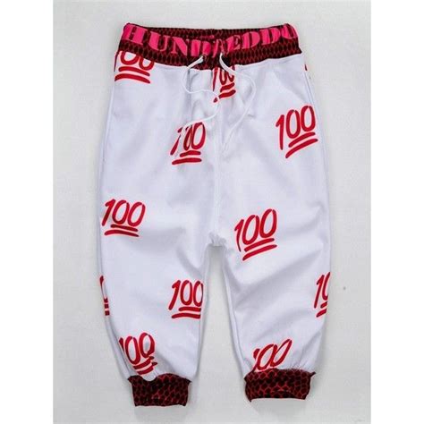 Men Red 100 Emoji Joggers 3d Printed Sweatpants Five Pants Shorts