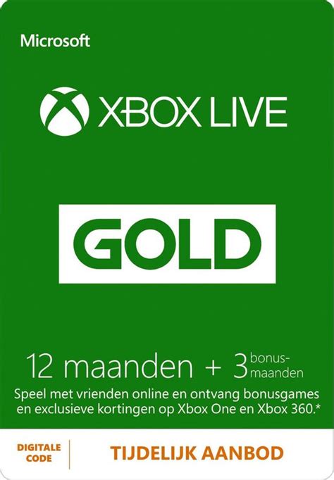 Microsoft Xbox Live Gold Abonnement 12 Maanden 3 Bonusmaanden Bol