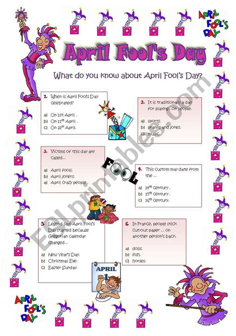 The History Of April Fools Day Reading Comprehension April Fools Day