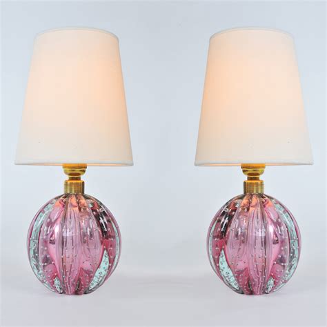 Pair Of 1950s Two Tone Murano Ball Lamps Valerie Wade