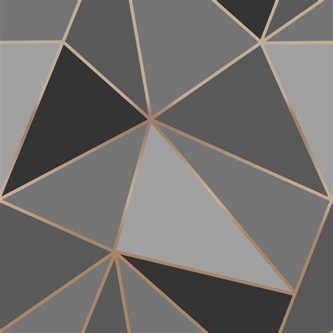Fresco Apex Geo Charcoal And Rose Gold Wallpaper Geometric Wall Paint
