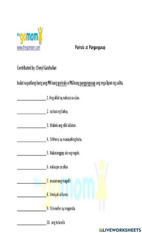 Parirala Pangungusap Worksheet Live Worksheets
