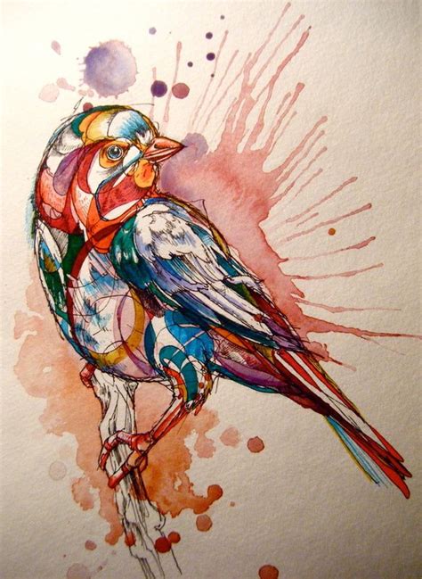 Birds By Abby Diamond Produção De Arte Pássaro De Aquarela Art And