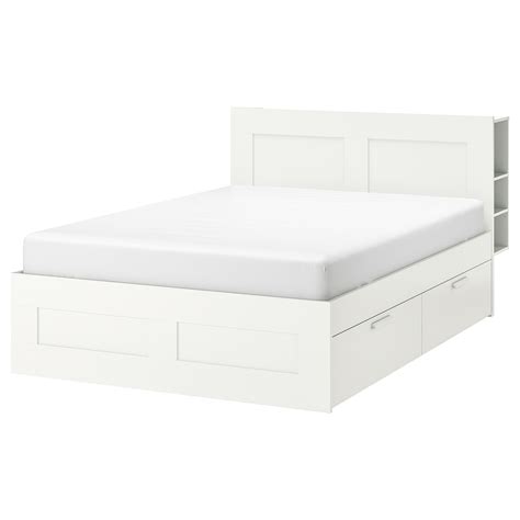 Brimnes takes stylish media storage much further than just looking good by taking care of more than just the tv. BRIMNES Cadre de lit+rangement/tête de lit, blanc, 140x200 ...