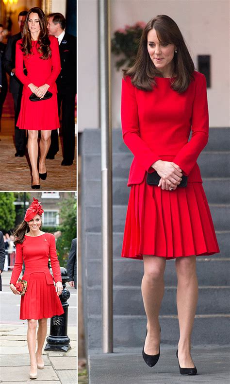 Kate Middletons Red Dress — Recycles Alexander Mcqueen For Third Time