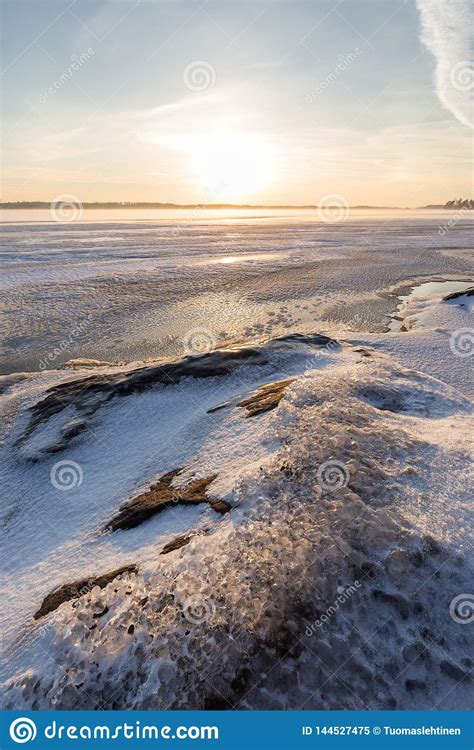 Frozen Lake In Finland At Morning Stock Image Image Of Morning