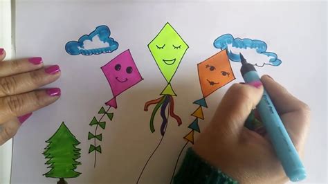 How To Draw Kite Makar Sankranti Drawing And Painting Kite Drawing