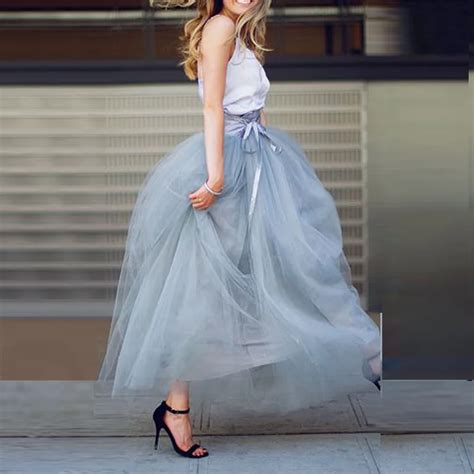 Fashion Women Summer Style Long Tulle Skirts A Line Floor Length Skirts