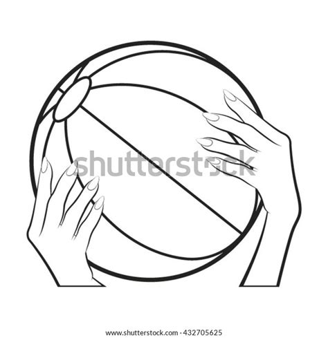 Outlined Female Hands Holding Ballvector Drawing Stock Vector Royalty