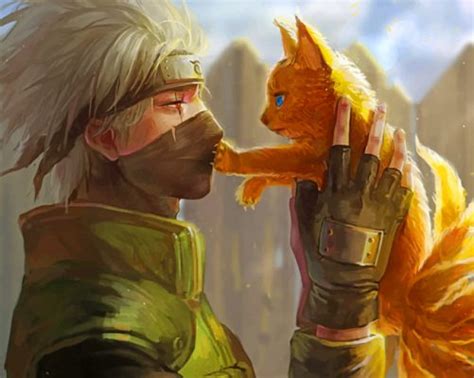 Kakashi And Nine Tails Cat Vector Animations Paint By Numbers Paint