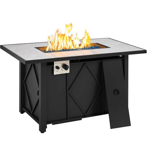 Buy Yaheetech 43 Inch Outdoor Propane Fire Pit Table 50 000 Btu Auto Ignition 2 In 1 Firepit