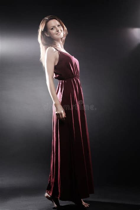 Fashion Model In Long Dress Elegant Woman Stock Image Image Of