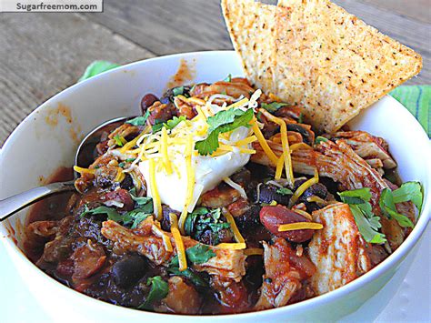 Low and slow gets the meat nice and tender. Low Fat Crock Pot Chicken Taco Chili