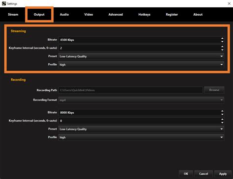 Configuring Your Stream Settings Quicklink Knowledge Base