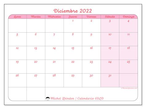 Calendario Diciembre De 2022 Para Imprimir “63ld” Michel Zbinden Ec