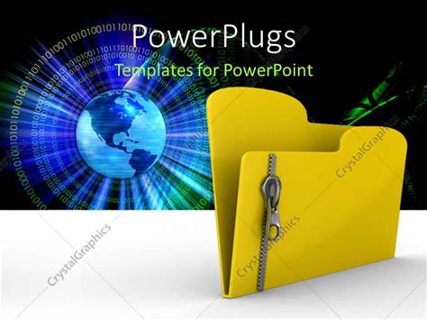 Powerpoint Template A Zipped File Folder With A Globe In The