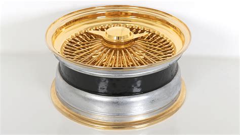 15x7 La Wire Wheels Standard 100 Spoke Straight Lace American Gold Triple Plating Rims Ww115 4