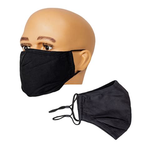 Cloth Face Mask Black Washable With Adjustable Ear Loops Vanguard