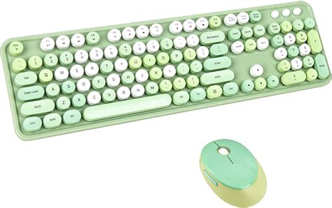 Ubotie Colorful Computer Wireless Keyboard Mouse Combos Typewriter