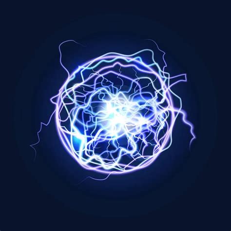 Lightning Sphere Powerful Electrical Energy Discharge Vector Stock