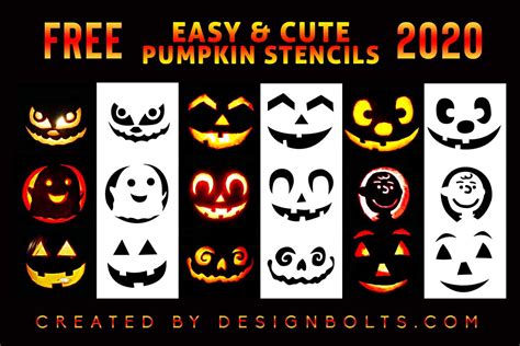 10 Free Easy Cute And Scary Pumpkin Carving Stencils And Templates For Kids