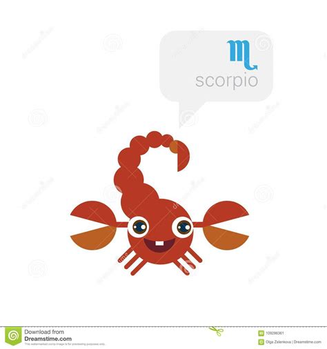 Scorpio Sign Of Zodiac Cute Cartoon Character Vector Flat