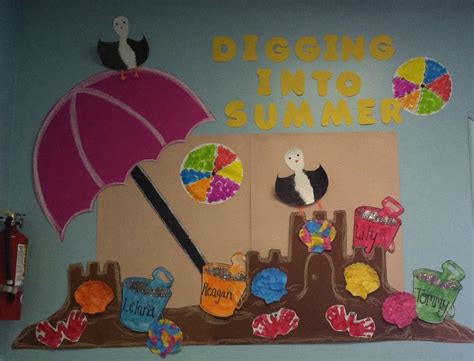 Digging Into Summer Beach Themed Bulletin Board Paper Plate Seagulls